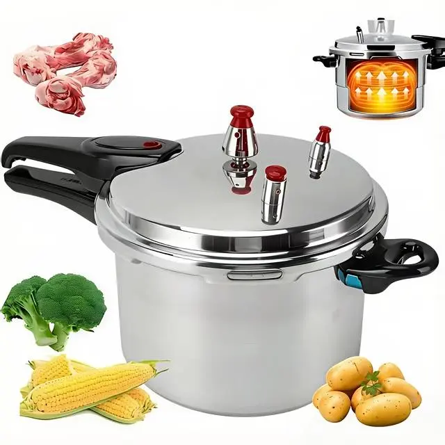 8 Qt Aluminum Stovetop Pressure Cooker - Lightweight Preserving Pot, Multi-Functional Kitchen Cookware for Fast Cook