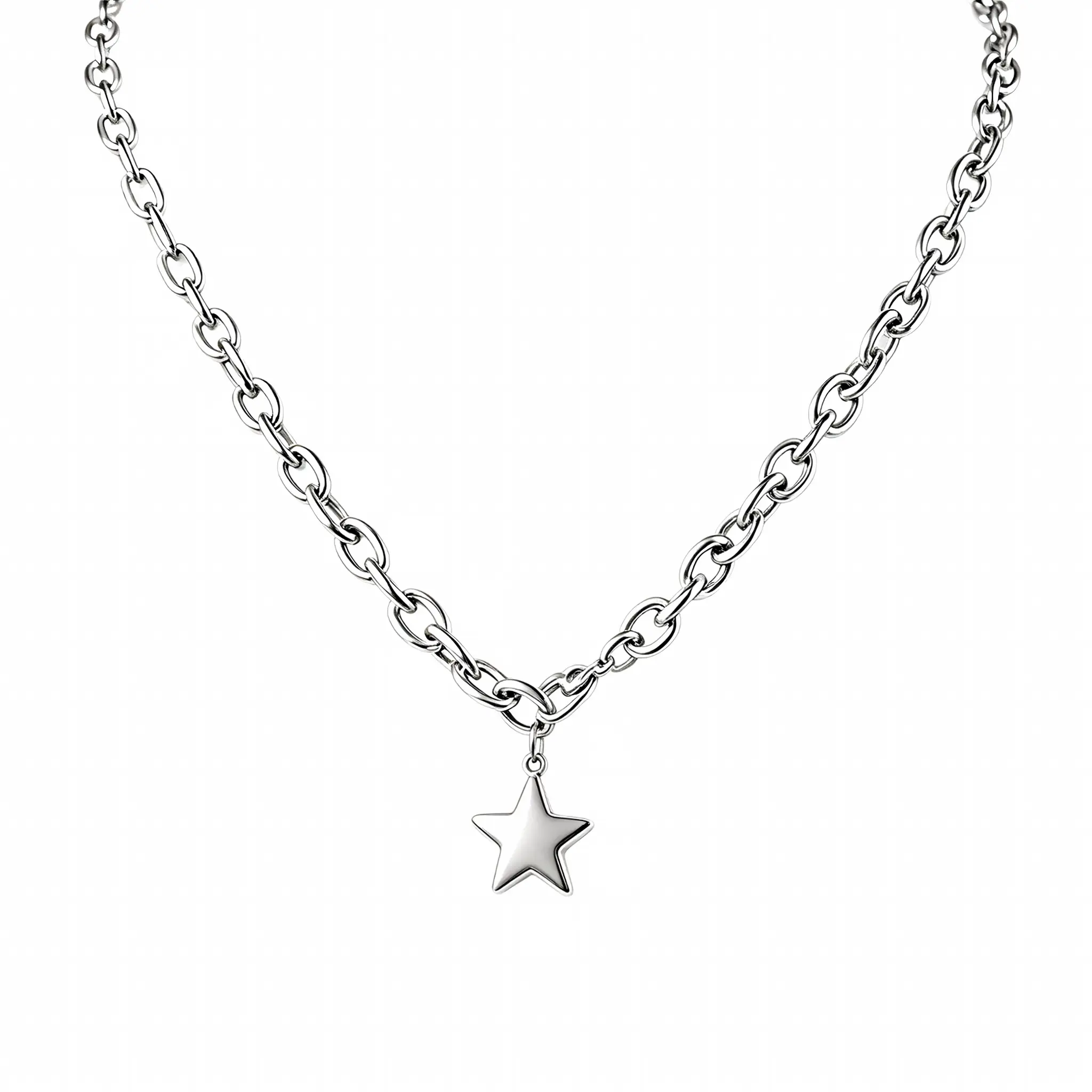 Tewiky Star Charm Silver Necklace for Women,18+2 In Adjustable Link Chain,Minimal Layering Fashion Jewelry,Ideal Gift for Girlfriend Friends