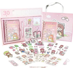 Cute Hardcover Notebook Stationery Set School Supplies Scrapbook Journal Birthday Gift Holiday Stickers bulletjournal