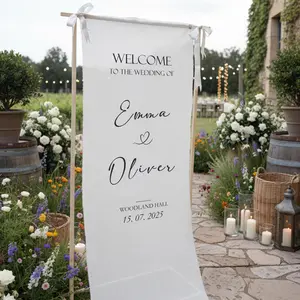 Personalized Wedding Welcome Banner, Custom Fabric Wedding Sign, Wedding Entrance Decor, Ceremony Welcome Sign