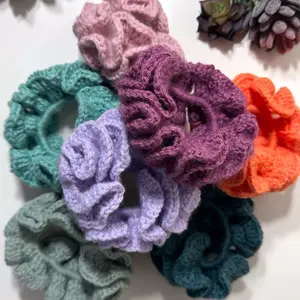 Handmade Jumbo Crochet Scrunchie - Non-Metal Elastic, Colorful Hair Accessories for All Hair Types, Perfect for Everyday Use & Gifts