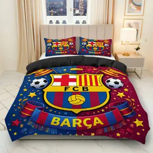 3PCS Duvet Cover Set, 1 Duvet+2 Pillowcases(Without filler), Soccer Team Logo Starry Night Cheer Banner theme, Holiday bedding set, Sports Fan Gift Bedroom Decor Dorm Room Living Room Man Cave Suitable for decoration.
