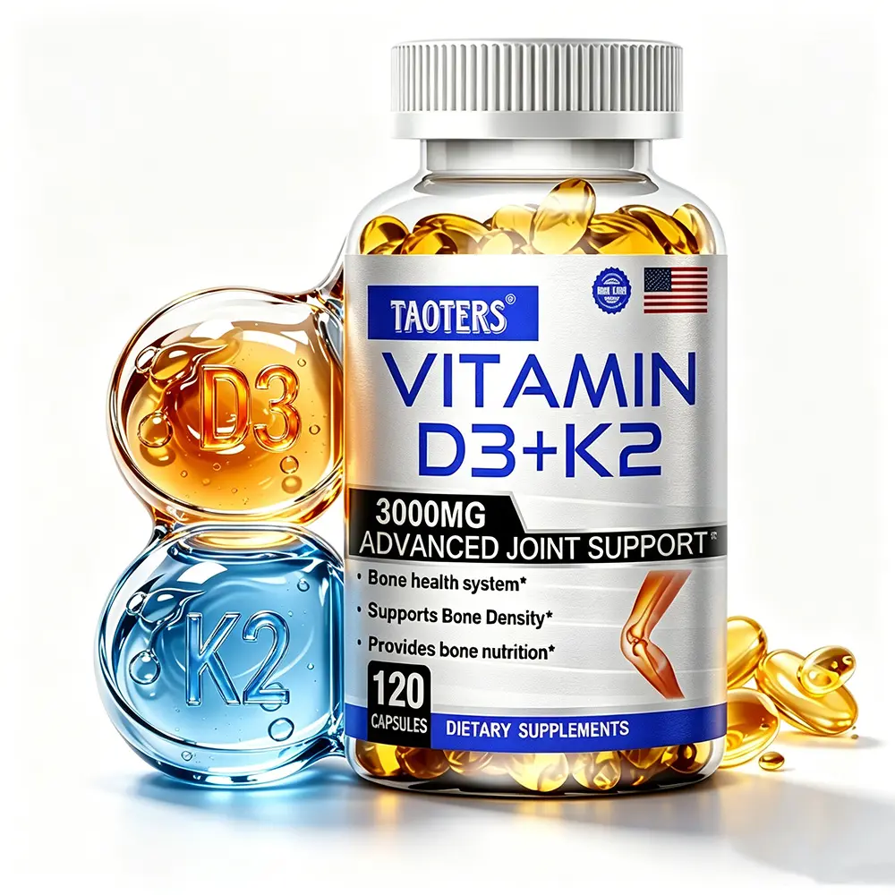 TAOTERS - Vitamin D3 + K2 Complex Supplement - Supports Bone Health, Immune System Support - 120 Capsules