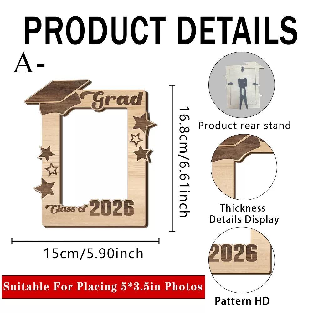 2026 Graduation Wooden Photo Frame , Commemorative Keepsake & Gift for Graduates,Perfect for Daughters, Sons, and Friends,Boyfriend,Girlfriend,Brother