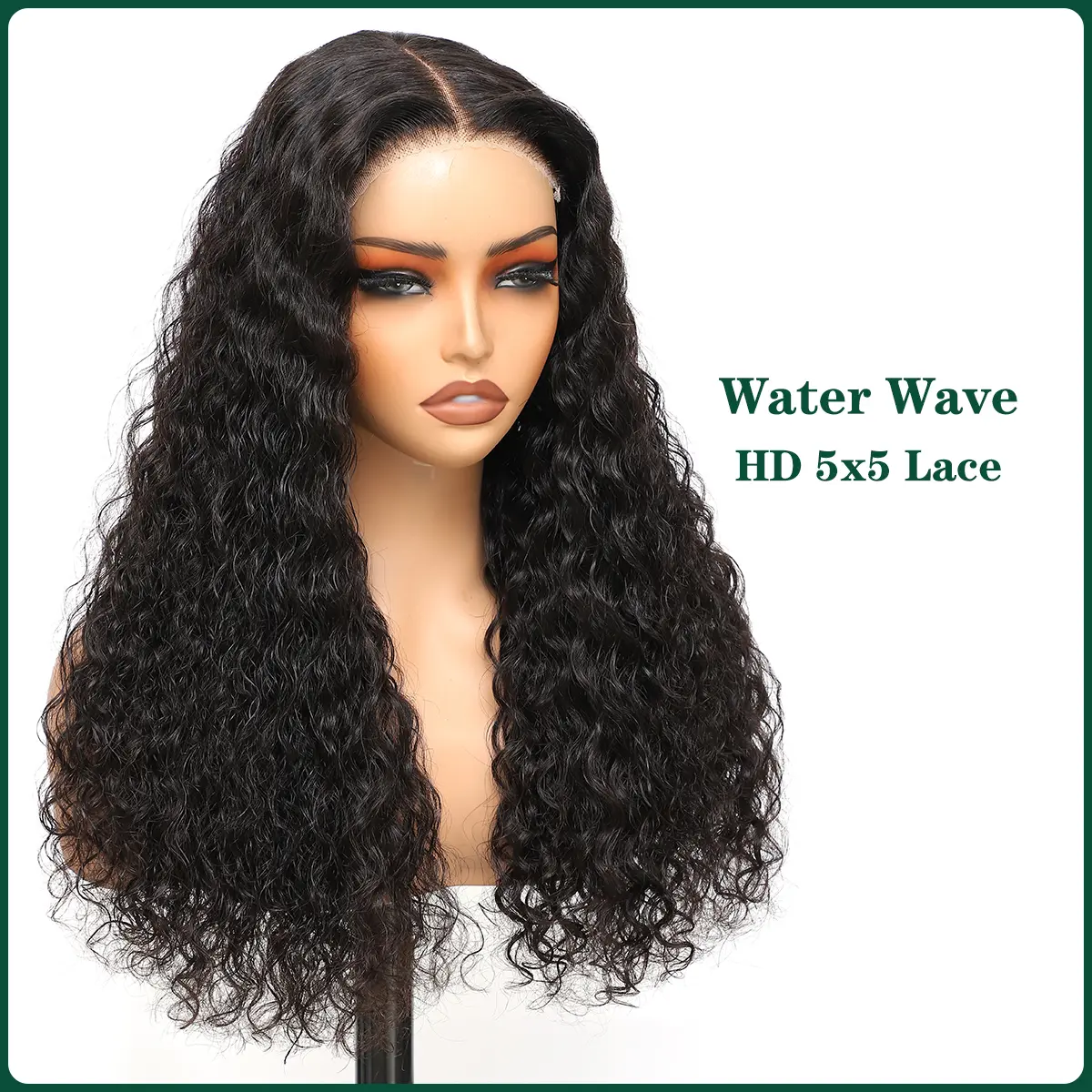 CindiRiver 5x5 HD Lace Wig Water Wave Human Hair Pre Cut Lace and Bleached Knots Wear Go Glueless Natural Hairline Elastic Non Slip 3 Size Adjustable