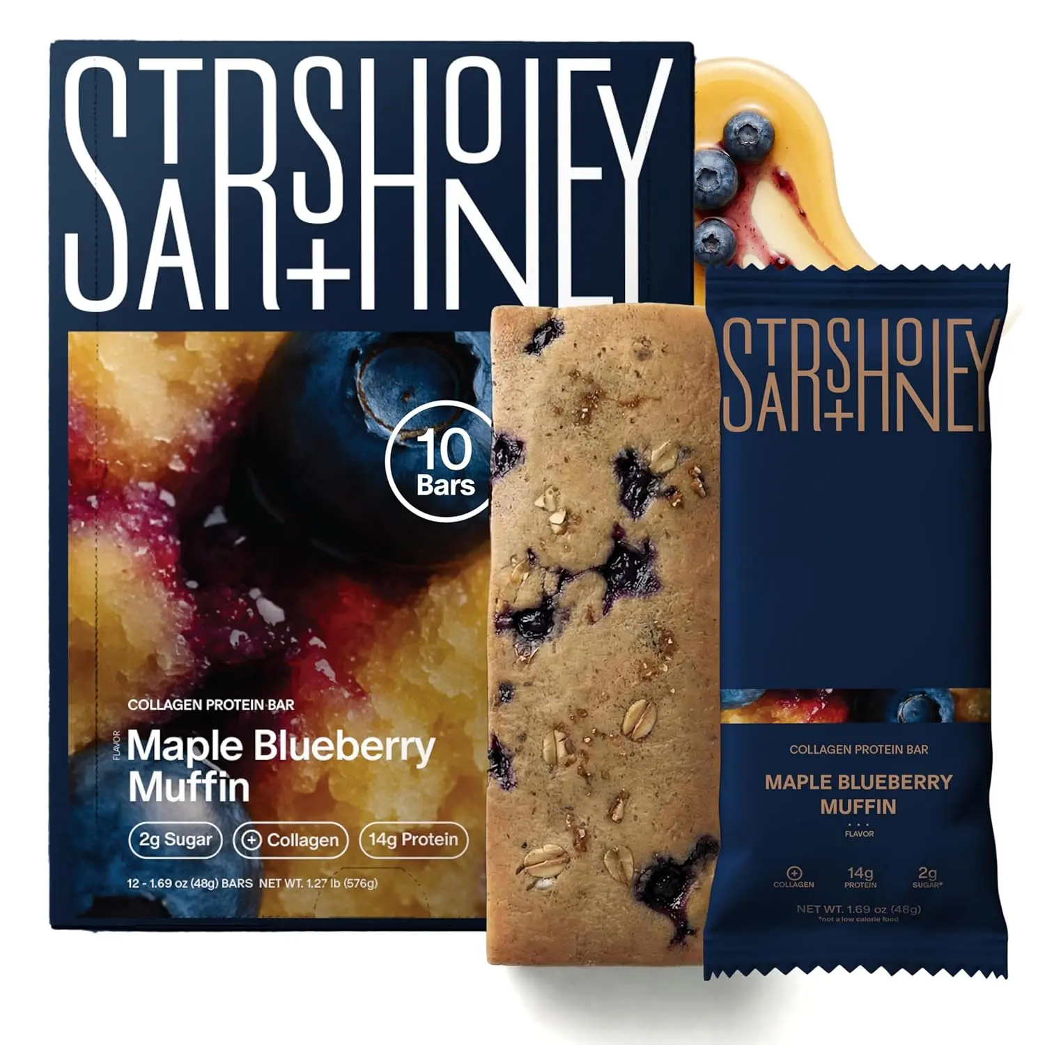 Stars + Honey | The Protein Bar – Maple Blueberry Muffin | 3 Types of Protein | All-Natural Ingredients | Gluten Free, Dairy Free, Soy Free, No Seed Oils, No Sugar Alcohols