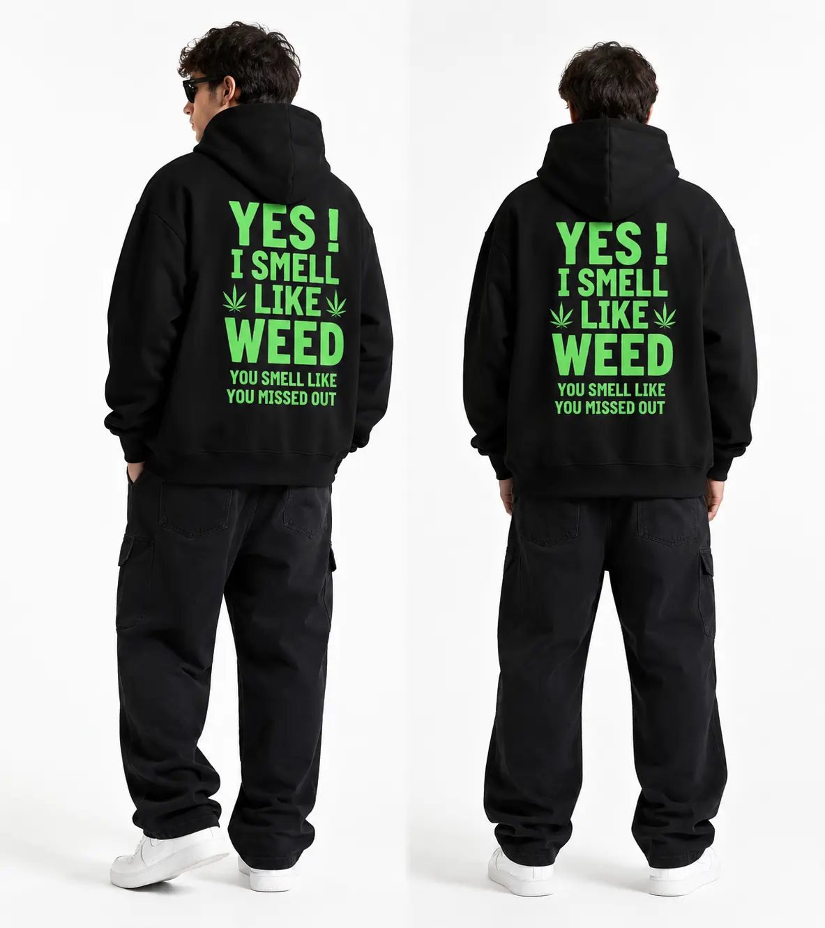 heavy-duty fashion sweatshirt Black Hoodie Yes I Smell Like Weed You Smell Like You Missed Out Marijuana Leaf Print Casual Streetwear for Men and Women Menswear Natural clearance deals today tiktok shop deals clearance deals clearance items print hoodie m