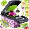 16-in-1 Vegetable Chopper, Professional Onion Chopper, Multifunctional Food Chopper, Kitchen Vegetable Slicer and Dicer, Vegetable Chopper with 8 Blades, Carrot Chopper with Container