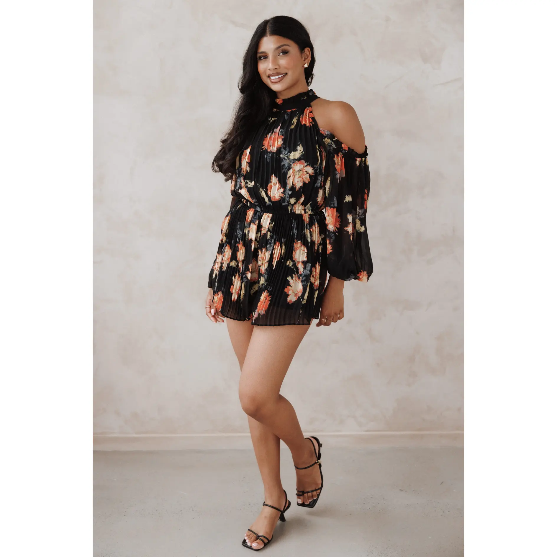 Hillary Romper - Black Floral
