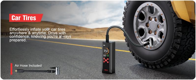 GOOLOO AP150 PRO Portable air compressor-150PSI High-Pressure with Colar Led Screen, Car accessories for Vehicle,Motorcycles,Bicycles,Balls,Cordless Tire Inflator, Springtok