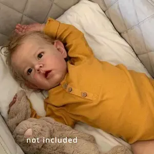 GUESSBELLY Handmade 55cm 22inch Reborn Babies Soft Vinyl Limb Doll Cloth Body Bebe Toy with 3D-paint Skin and Visible Veins, Realistic Blonde Toddler Newborn Boy Art Bebe