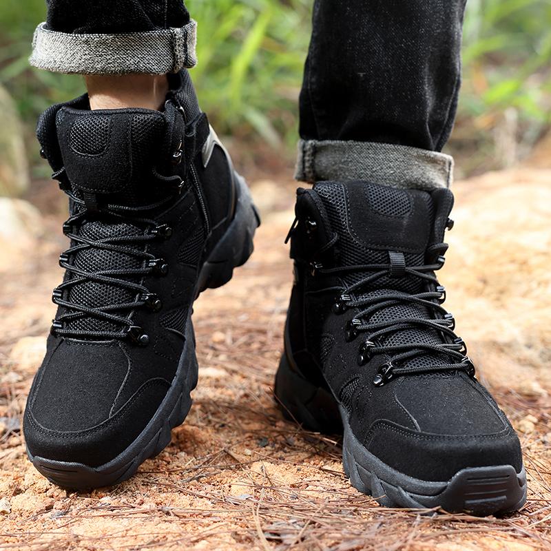 Men's all-season high-top wide fit Outdoor boots, lightweight and breathable anti-skid mountaineering shoes,Hiking boots, desert boots, work boots, suitable for jungle exploration, rock climbing, daily travel, camping, tourism, fishing and other activitie