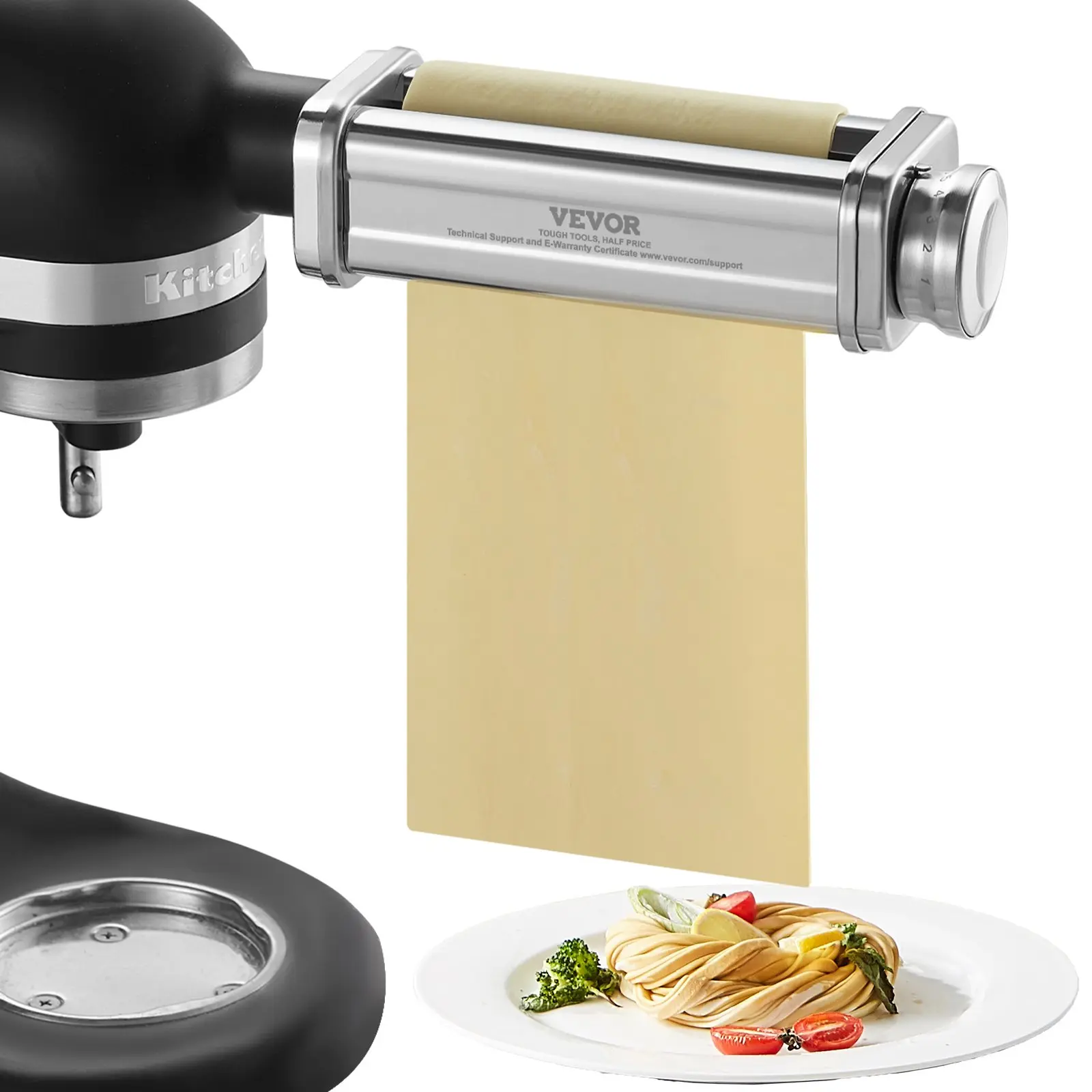 【Summerfinds】VEVOR Pasta Attachment for KitchenAid Stand Mixer, Stainless Steel Pasta Sheet Roller Attachment, Pasta Maker Machine Accessory with 8 Adjustable Thickness Knob, KitchenAid Pasta Attachment by VEVOR