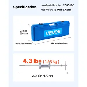 VEVOR 9-Way Slide Hammer Puller Set, 15PCS Front Wheel Hub Bearing Remover Rear Wheel Axle Hub Dent Shaft Puller Tool Kit, Axle Bearing Puller Tool Kit and Slide Hammer Remover Set with Carry Box