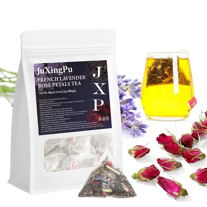 Calming Lavender Rose Tea - Stress Relief Black Tea Blend with Lapsang Souchong, Ceylon & Vanilla, 20 Count Relaxing Herbal Beverage