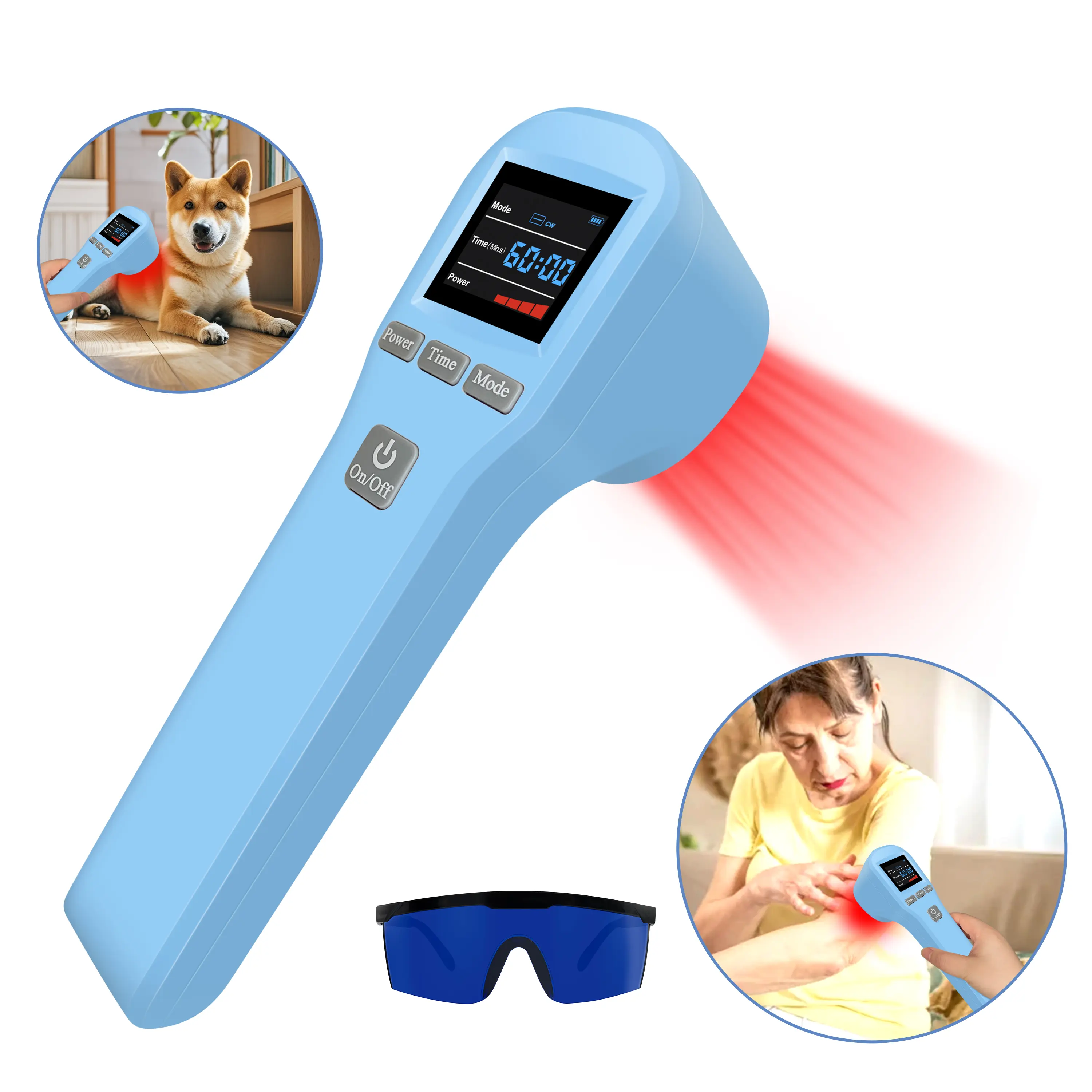 ZJZK 880mW Handheld Red Light Therapy Device for Pain Relief & Prevent IVDD, 16 x 650nm & 4x 808nm USB Charging Wireless Use, Safe Painless Best Gift for Dogs Cats Horses,laser therapy for knee pain near me,back pain,neck pain, tendonitis, arthritis