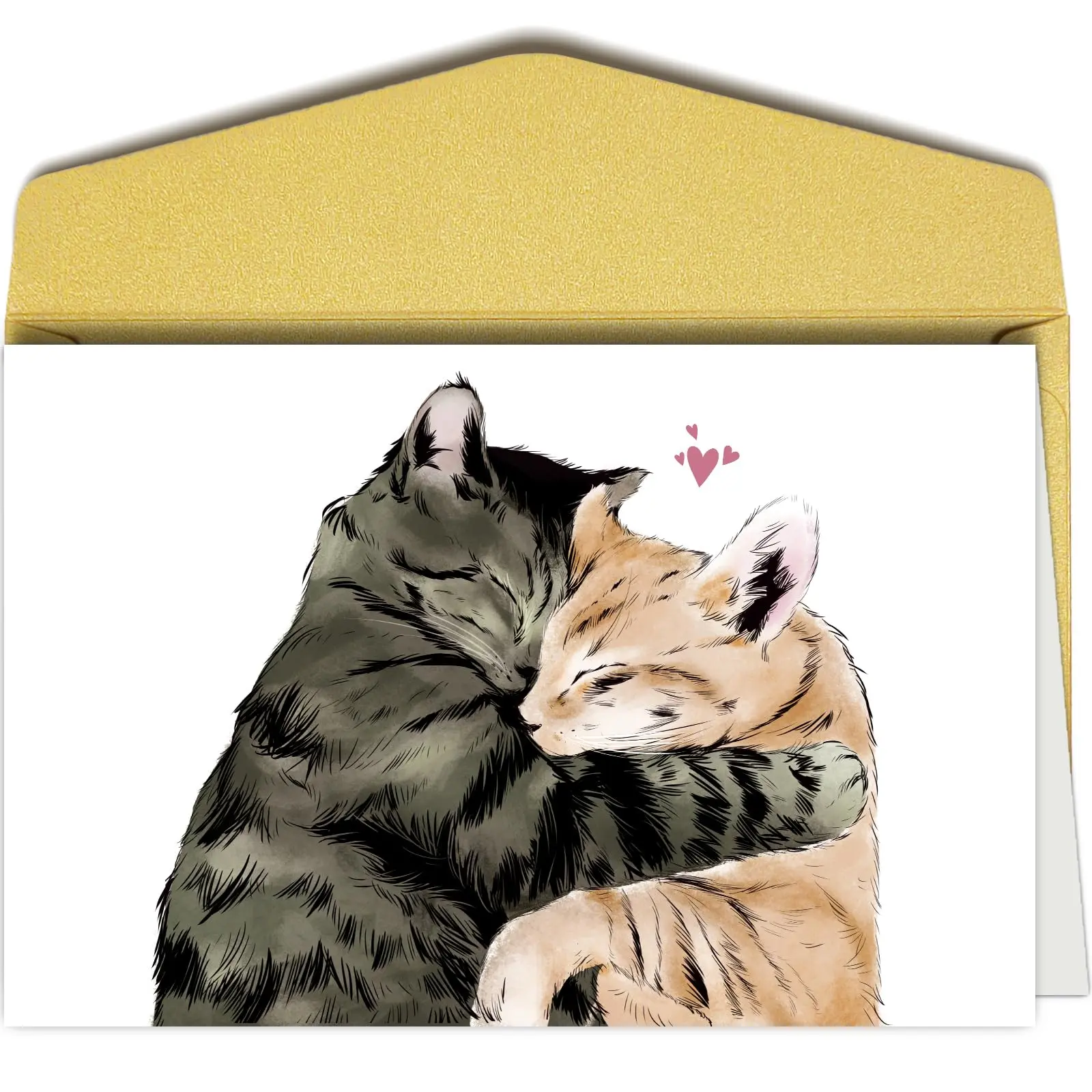 1PC Cat Cuddling Valentines Day Greeting Card for Boyfriend Girlfriend, Cute Cats Anniversary Card for Him Her, Adorable Valentines Day Card for Cat Lover
