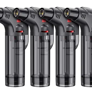 TOPKAY Butane Refillable Jet Flame Torch Lighter - Wind Resistant & Multi-Purpose for Indoor/Outdoor Activities (4-Pack)