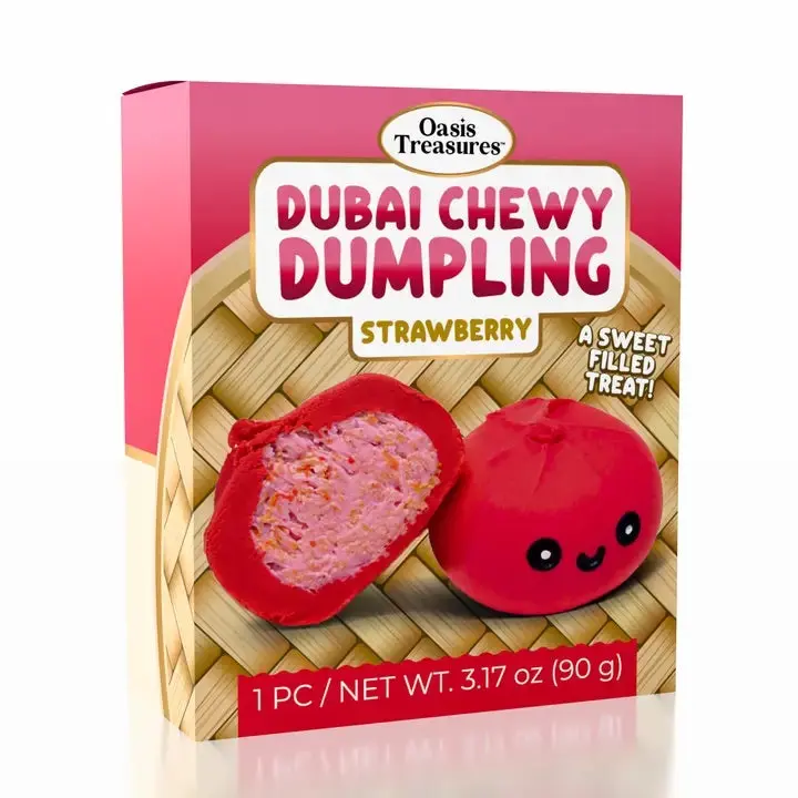 Dubai Strawberry Chewy Dumpling-Shape Snacks, Food, Viral Ready-to-Eat Treats Dubai Strawberry Chewy Dumpling-Shape Snacks, Food, Viral Ready-to-Eat Treats