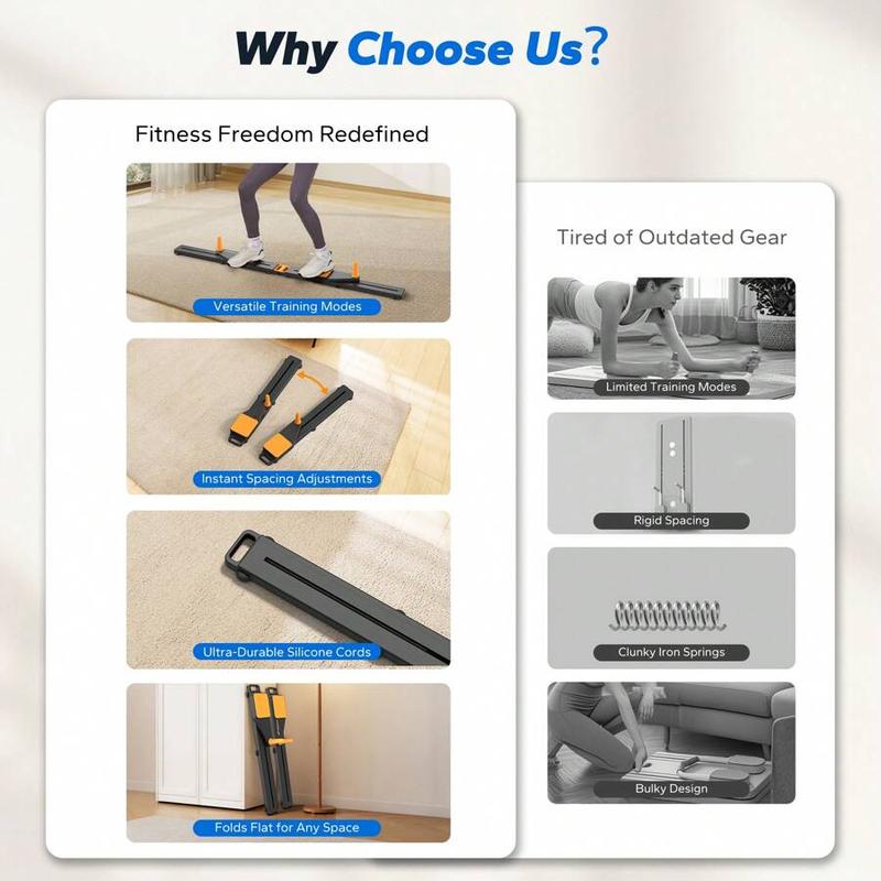 Multi-functional Ab Exercise Board, Foldable Home Pilates Reformer with Knee Mat, Timer and Resistance Bands, Abs Workout Equipment for Abdominal & Core Strength Training