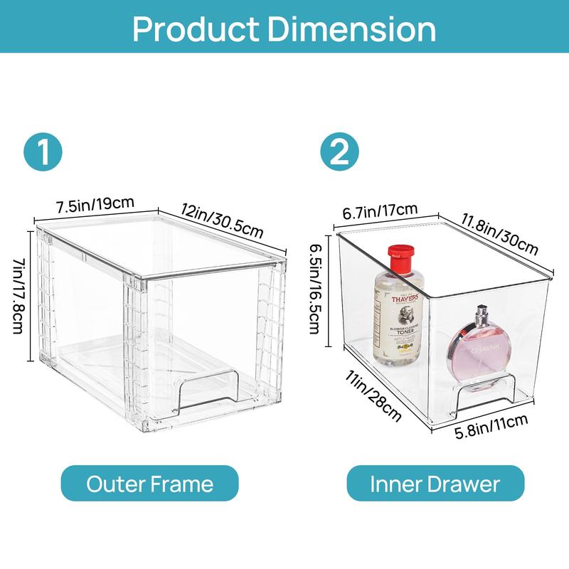 [Live Only] Vtopmart 6-8 Pack Transparent Stackable Drawer Organizer for Kitchen, Pantry, Makeup, Bathroom Storage Bins, Christmas Hauls