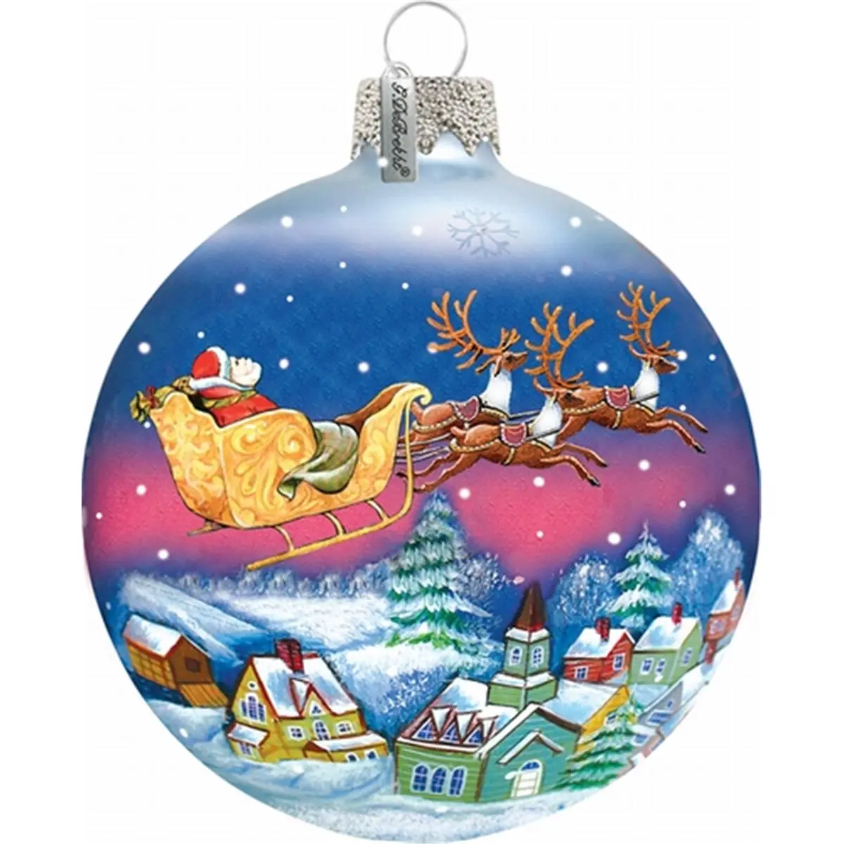 G.Debrekht 73311 Holiday Splendor Glass Santa On Sleigh Ball 3.5 in. - Glass Ornament