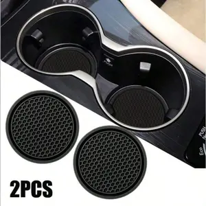 2pcs Car Cup Holder Non-Slip Mats, Easy Clean, Silicone Eco-Friendly, Noise Reduction, Protective, Universal Size, Car Accessories