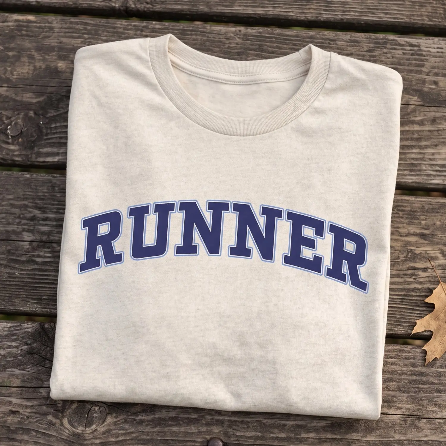 Classic Athletic Running Tee with Runner Varsity Graphic - Lightweight, Breathable Round Neck for Training & Casual Wear, Shortsleeve, T-Shirt, Versatile Fit, Fabric, Tshirt, Athletic Wear