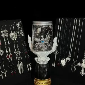 Brightside Minimalis Mysterious Jar, Gothic Surprise Set for Women, Includes Gothic Punk Witch Lace, Earrings, Rings, Bracelets, and Hair Clips, Unique Gothic Style Box Gift