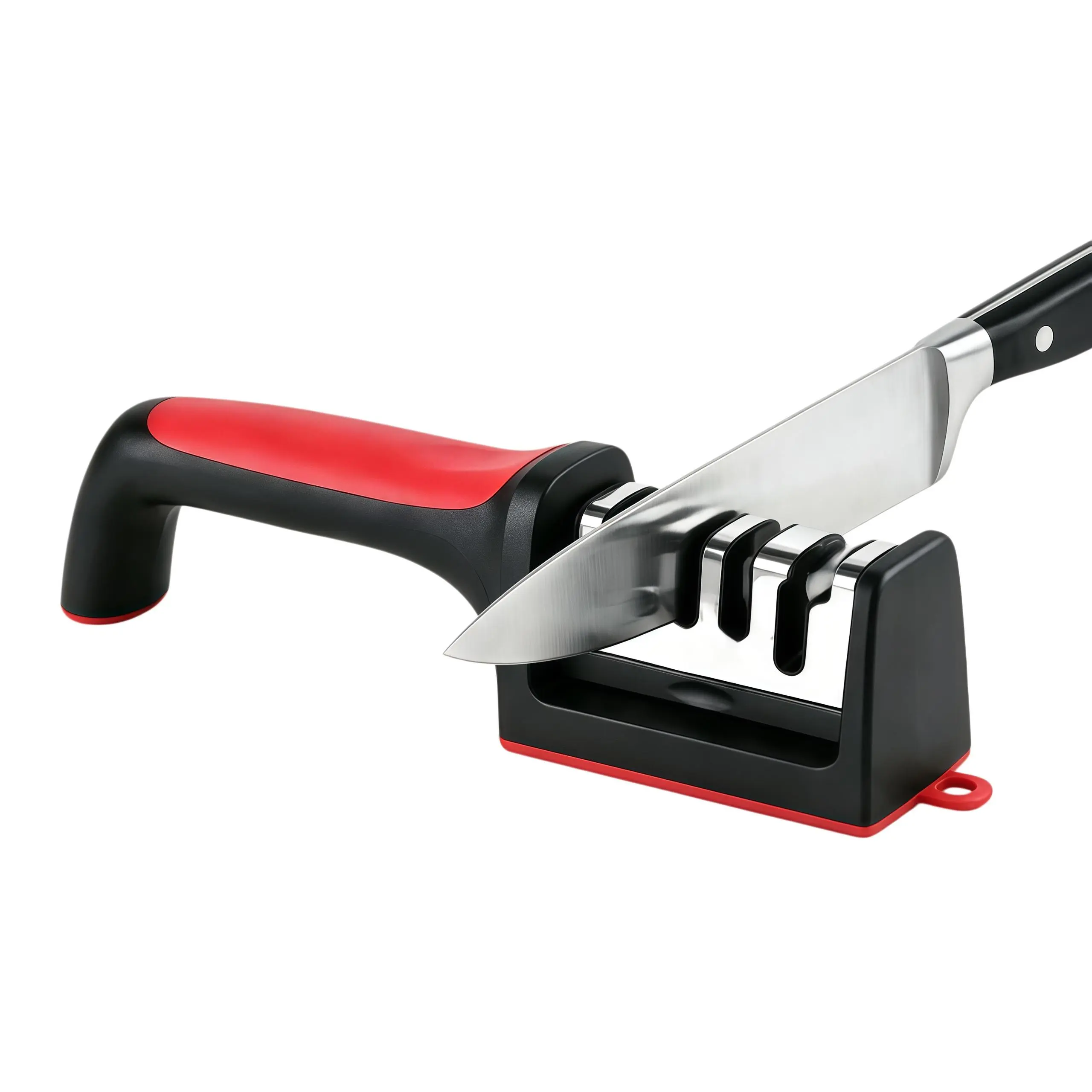 Kitchen Knife Sharpener 3-Stage Manual Sharpening Tool Non Slip Ergonomic Handle for All Kitchen Knives
