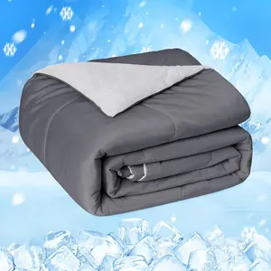 Cooling Comforter  Double-Sided Cold Tech Fabric Cooling Blanket for Night Sweats Hot Sleepers, Q-Max 0.45 Soft Breathable Silky Smooth Lightweight Grey Summer Comforter