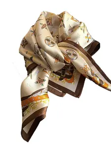 American-style cashew flower vintage headscarf for women, thin, high-end feeling, trendy spicy girl square scarf, versatile, makes face look smaller silk scarf, Scarf for Hair Wraps