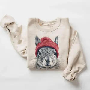 Retro Squirrel Wearing Beanie Vintage Wildlife Unisex Sweatshirt - Lauriel Designs  39