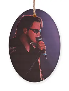 Bono U2 painting ornament, Ceramic and Acrylic Ornament, Christmas tree decor, Xmas gift