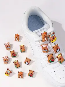 12-Piece Cartoon Water Buffalo Shoe Clips & Laces Set, Cute Animal Sports Shoes Accessories, Perfect Gift for Holidays or Birthdays