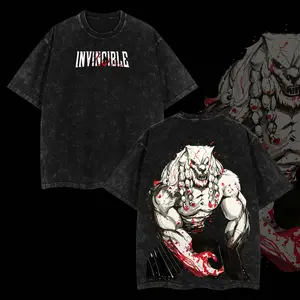 Superstyle Limited Edition Battle Beast - Invincible War Comic Double Printed Oversize Lightweight Acid Washed Tee TV Series Graphic Tee T-Shirt