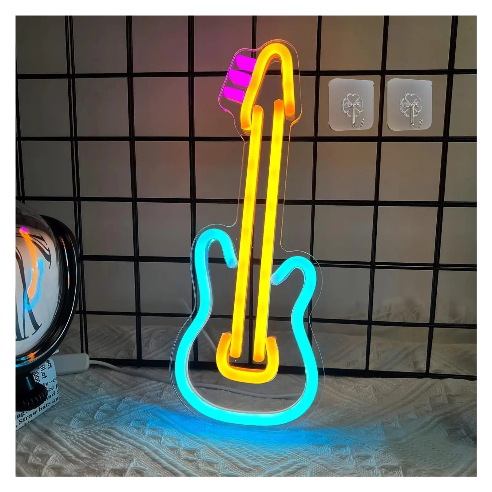 Sign Illuminated Vibrant LED Neon Guitar Light -Creates Magical Music Studio Atmosphere - Perfect Wall Decor & Music Lovers 33.58x32cm Sign Illuminated