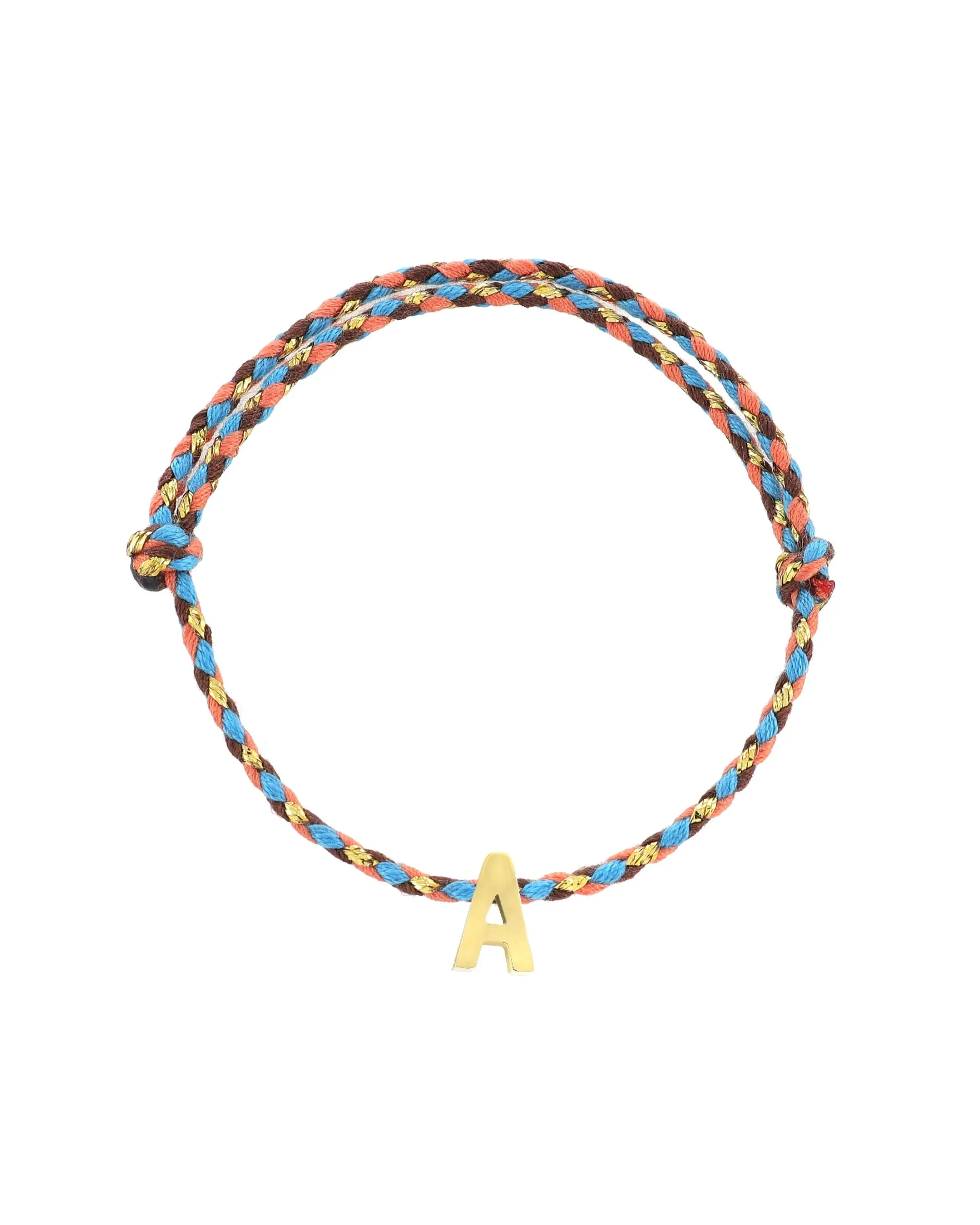 Unisex Braided Cord Initial Bracelet, Platinum & Carat Gold Jewelry Accessory