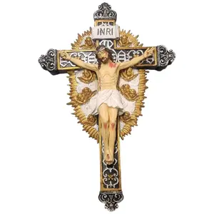 Cristo En Cruz 13" Inches Tall Con Angeles 13073-13 Brand New Jesus Religious Decor Cruz Crucifix with Angeles Crucifijo Cross - Mg