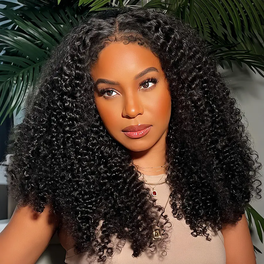 Pizazz Hair 280% density 4C Edge Curly Bob Wigs Human Hair 8x5 HD Lace Front Wig With Super Natural Hairline,Pre bleached Knots Human Hair Wig