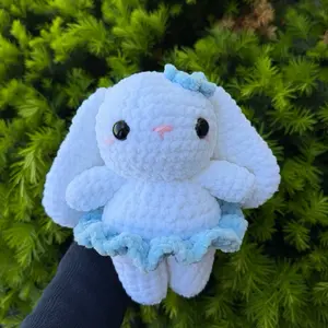 Handmade Crochet Bunny with Skirt and Flower