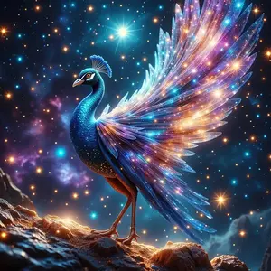 DIY 5D Diamond Painting Kit, Starry Sky Peacock Theme, Full Drill Mosaic Art, Home Wall Decor Gift, Craft Project