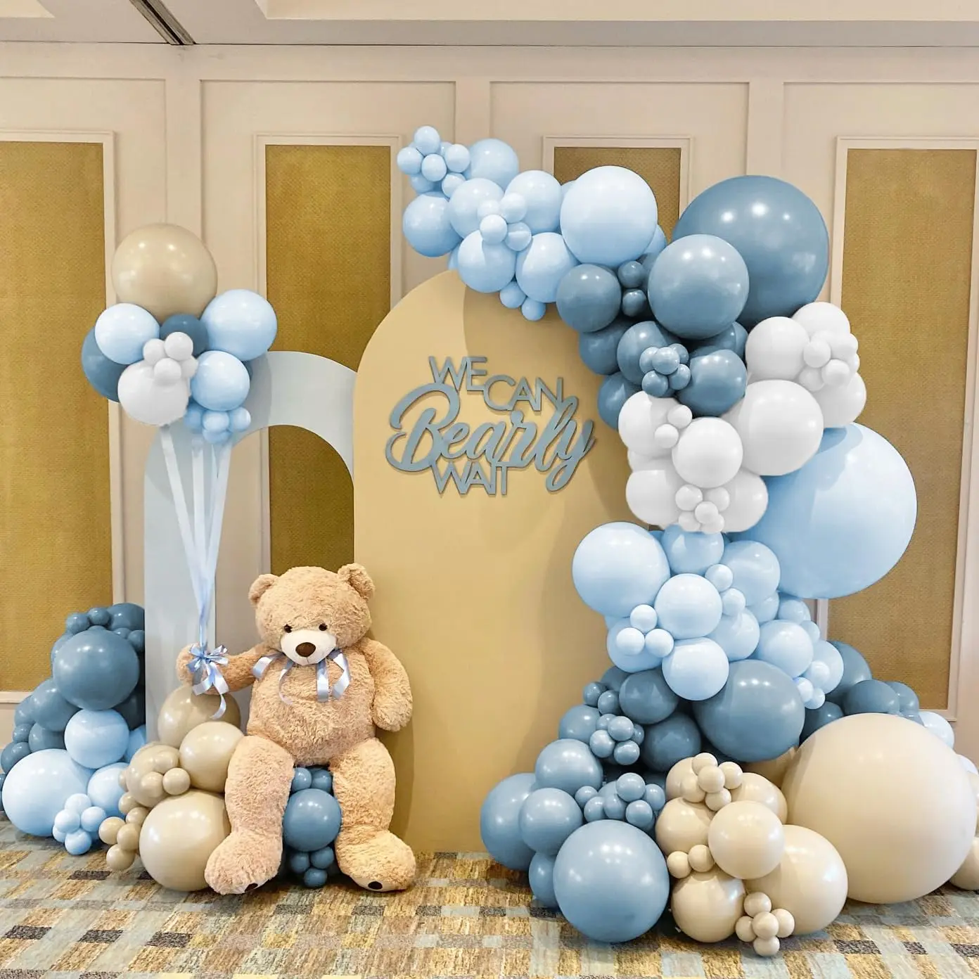 155Pcs Dusty Blue Balloon Arch Garland Kit with Sand White Balloons, Perfect for Baby Shower, Birthday, Wedding, and Gender Reveal Decorations in Dirty Blue