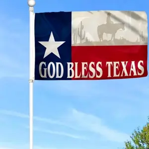 2D Flat - 2D Flat - 1pc 2D Printed Big Texas State Flag Banner - God Bless Texas - Heavy Duty Fabric with Grommets, 3X5 Ft Unicorn And Longhorn/Cactus/Coat of Arms - Single Sided Print for Men'S Den, Home