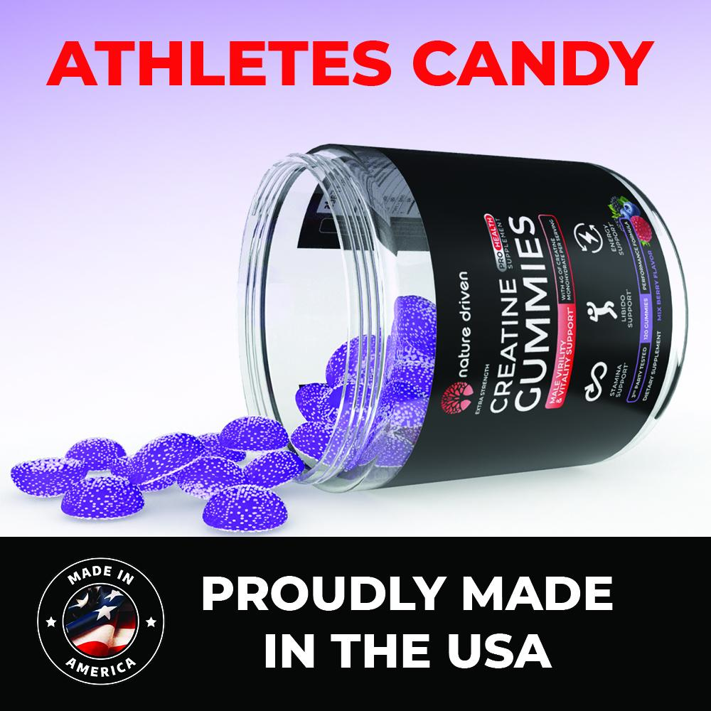 Nature Driven Creatine Gummies -  for Muscle Health - Proudly Made in the USA - Dietary Supplement Fitness Healthcare