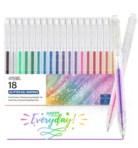 Glitter Gel Pens, Metallic Vibrant Sparkle Pen for Coloring Journaling Drawing Doodling Colored Pen Colored Gel Pens for Kids Adult Fun Pens 0.8-1mm