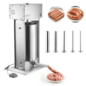 VEVOR Electric Sausage Stuffer, 12 L/ 25 LBS Vertical Meat Stuffer, 200W Motor, Stepless Speed Control and Foot Pedal, Made of Food-grade 304 Stainless Steel, 5 Stuffing Tubes for Home, Commercial
