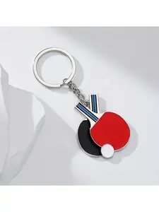 1pc Alloy Drip Mini Ping Pong Key Chain - Round Clasp, Backpack Accessory, Perfect Gift for Sports Lovers