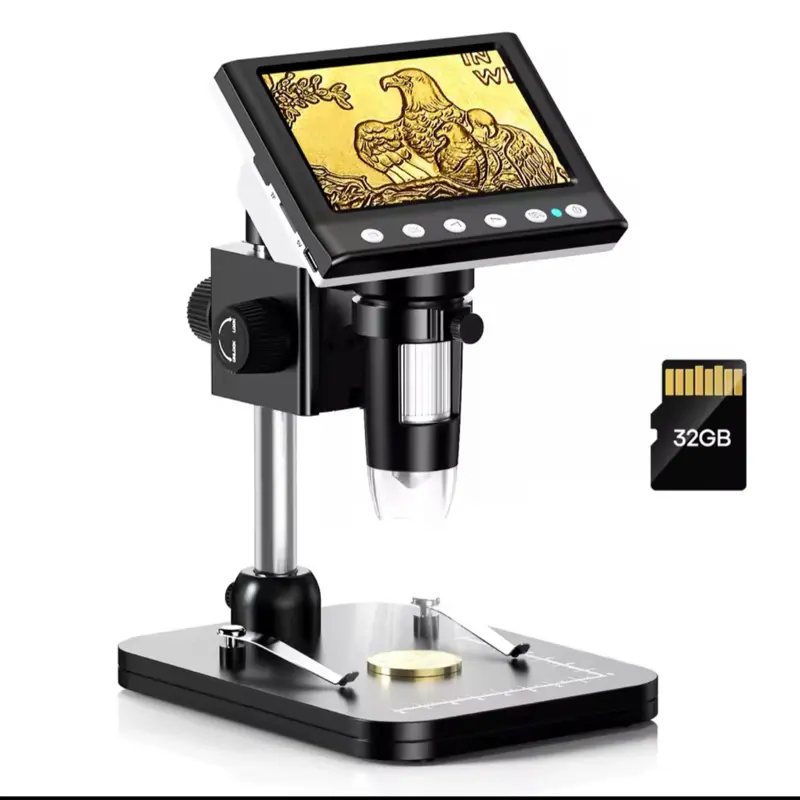 Hayve Portable Handheld LCD Digital Microscope - 4.3in, 1000X Coin Viewer, 1080P Video Capture Tool, 8 LEDs, PC View Functionality for Adult Soldering Tasks, Portable Handheld Microscope