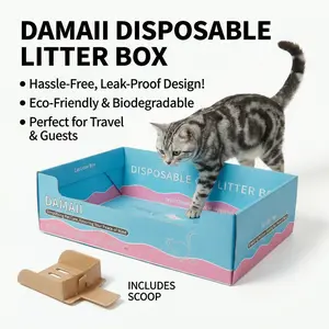 Disposable Cat Litter Box 5 Pack with 5 Scoops Portable High-Sided Pan for Indoor & Travel Leak-Proof Odor Control Eco-Friendly